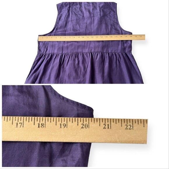 Gap sleeveless blouse with ruffles, Silk/Cotton blend, Size L, Purple - Picture 10 of 12